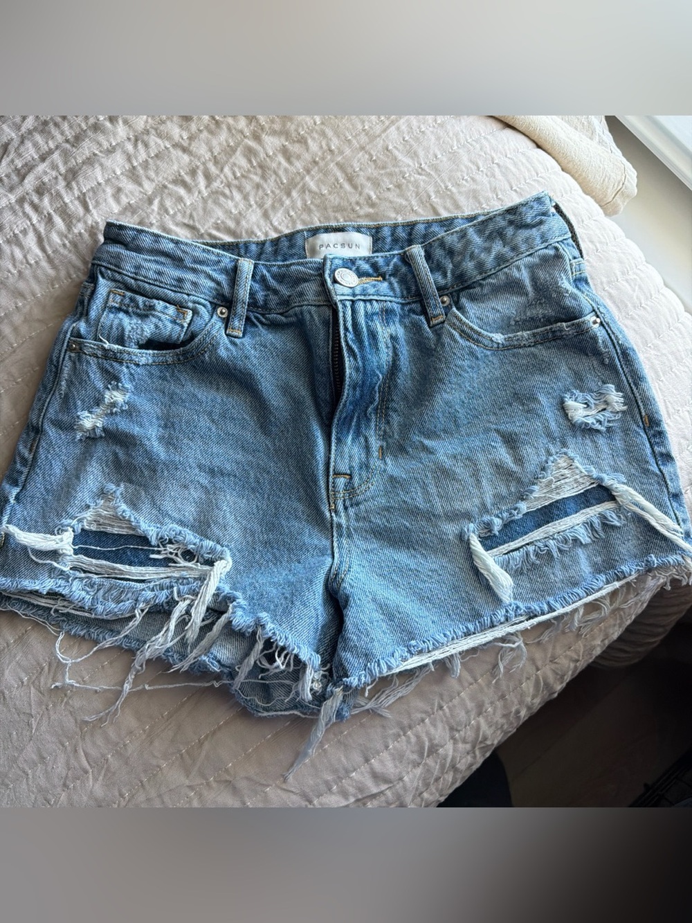 PacSun Light Wash Ripped Denim Shorts